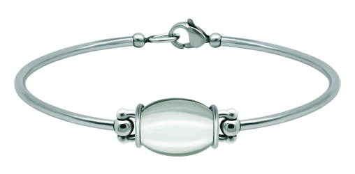Armband aus Silber und Edelstahl mit ovalem Farbglas 16x12mm (Kristall)Ref. Code: PU2860Starres Armband aus Edelstahl und Sterlingsilber mit einem 16x12 mm großen farbigen Glascabochon.Gr&ouml;&szlig;e: 16x12mm.