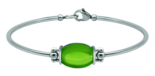 Armband aus Silber und Edelstahl mit ovalem Farbglas 16x12mm (Grün)Ref. Code: PU2860Starres Armband aus Edelstahl und Sterlingsilber mit einem 16x12 mm großen farbigen Glascabochon.Gr&ouml;&szlig;e: 16x12mm.