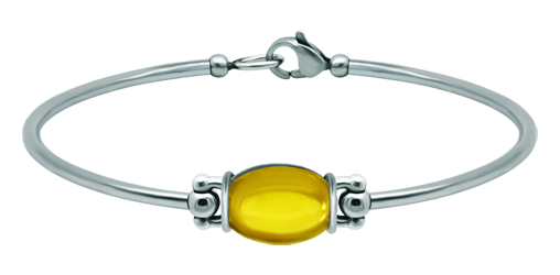 Pulsera de plata y acero con cristal ovalado de colores 14x10mm (Amarillo)Referencia: PU2861Pulsera rígida de acero y plata de ley con un cabujón de cristal de colores de 14x10mm.Medida: 14x10mm.