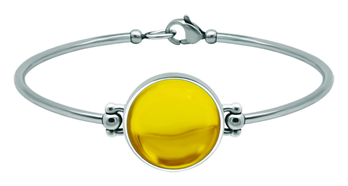 Silber- und Edelstahlarmband mit farbigem Glas 18mm (Gelb)Ref. Code: PU2862Starres Armband aus Edelstahl und Sterlingsilber mit einem 18 mm großen farbigen Glascabochon.Gr&ouml;&szlig;e: 20x20mm.