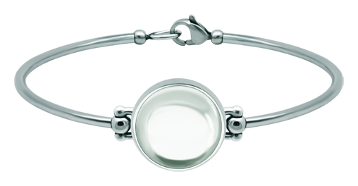 Silber- und Edelstahlarmband mit farbigem Glas 16mm (Kristall)Ref. Code: PU2863Armband aus starrem Stahl und Sterlingsilber mit einem 16 mm großen farbigen Glascabochon.Gr&ouml;&szlig;e: 18x18mm.