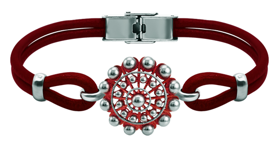 Armband Knopf Charro Silber und Leder 22mm (Rot)Ref. Code: PU28653mm Lederarmband mit 22mm Charro Button aus Sterlingsilber, von Hand emailliert.Gr&ouml;&szlig;e: 22x22mm.