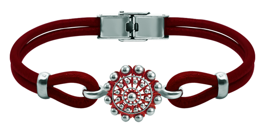 Armband Charro Knopf Silber und Leder 16mm (Rot)Ref. Code: PU28663mm Lederarmband mit 16mm Charro Button aus Sterlingsilber, von Hand emailliert.Gr&ouml;&szlig;e: 16x16mm.