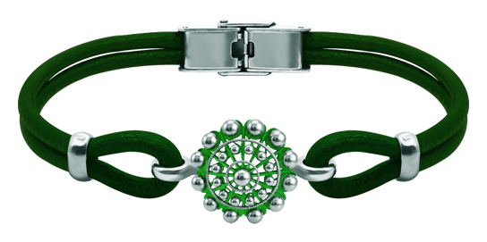 Armband Charro Knopf Silber und Leder 16mm (Grün)Ref. Code: PU28663mm Lederarmband mit 16mm Charro Button aus Sterlingsilber, von Hand emailliert.Gr&ouml;&szlig;e: 16x16mm.