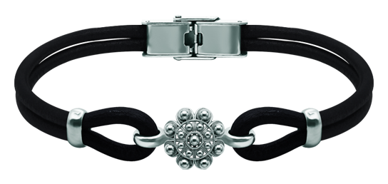 Charro Button Bracelet silver and leather 12mm (Black)Ref. code: PU28673mm leather bracelet with 12mm Charro Button made in sterling silver enameled by hand.Size: 12x12mm.