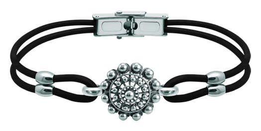 Armband Charro Knopf Silber und Leder 16mm (Schwarz)Ref. Code: PU28692mm Lederarmband mit 16mm Charrode-Knopf aus Sterlingsilber, von Hand emailliert.Gr&ouml;&szlig;e: 16x16mm.