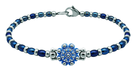 Bracelet Bouton Charro argent et acier 12mm (Bleu)Referencia: PU2873Bracelet de perles en acier inoxydable avec bouton Charro de 12 mm en argent sterling émaillé à la main.Medida: 12x12mm.