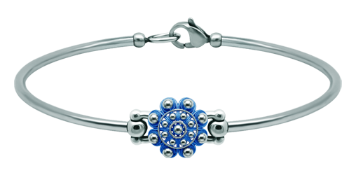 Bracelet Button Charro silver and steel 12mm (Blue)Ref. code: PU2876Stainless steel bracelet with 12mm Charro Button made in sterling silver enameled by hand.Size: 12x12mm.