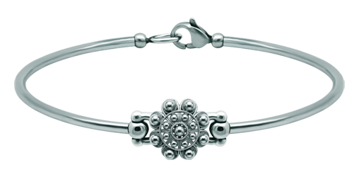 Bracelet Button Charro silver and steel 12mm (Black)Ref. code: PU2876Stainless steel bracelet with 12mm Charro Button made in sterling silver enameled by hand.Size: 12x12mm.