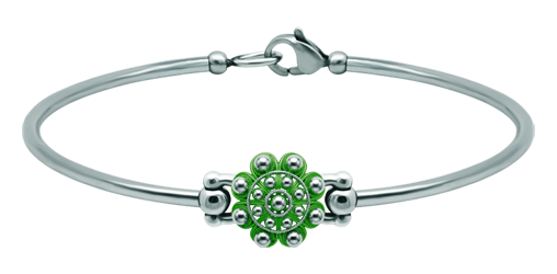 Bracelet Button Charro silver and steel 12mm (Green)Ref. code: PU2876Stainless steel bracelet with 12mm Charro Button made in sterling silver enameled by hand.Size: 12x12mm.