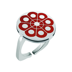 Chevalière en argent "Bouton Charro de Salamanque" (Rouge)Referencia: SR0252Bague en argent sterling et acier avec un bouton Charro de Salamanca émaillé à la main.Medida: 18x18mm.
