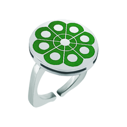 Chevalière en argent "Bouton Charro de Salamanque" (Vert)Referencia: SR0252Bague en argent sterling et acier avec un bouton Charro de Salamanca émaillé à la main.Medida: 18x18mm.