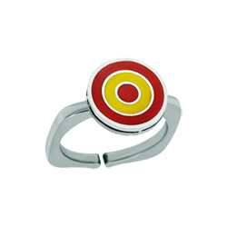 Ring aus Silber und Stahl "Spanische Flagge"Ref. Code: SR0343Ring mit reliefierter spanischer Flagge aus Sterlingsilber und Einbrennlackierung, montiert an einem verstellbaren Stahlring.Gr&ouml;&szlig;e: 12x12mm.