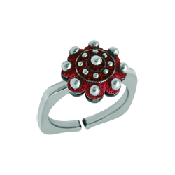 Bague bouton charro en argent émaillé et acier inoxydable (Rouge)Referencia: SR0363Bague en acier inoxydable avec bouton charro en argent sterling et acier inoxydable.Medida: 12x12mm.