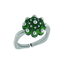Enameled silver and steel charro button ring (Green)Ref. code: SR0363Steel ring with charro button in sterling silver and steel.Size: 12x12mm.