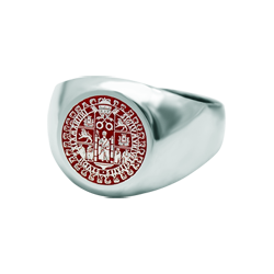 Bague en argent "Bouclier de l'Université de Salamanque" (Rouge)Referencia: SR0369Bague chevalière en argent sterling avec les armoiries de l'Université de Salamanque émaillées à la main.Medida: 12x12mm.