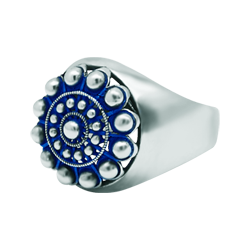 Bague bouton Charro en argent sterling émaillé (Bleu)Referencia: SR0375Bague chevalière en argent sterling émaillé avec bouton Charro.Medida: 16x16mm.