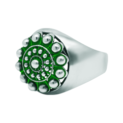 Emaillierter Charro-Knopf-Ring aus Sterlingsilber (Grün)Ref. Code: SR0375Siegelring aus emailliertem Sterlingsilber mit Charro-Knopf.Gr&ouml;&szlig;e: 16x16mm.