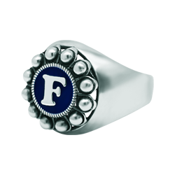 Silver charro button signet ring with personalized charro button (Blue)Ref. code: SR0376Sterling silver signet ring with Charro Button personalized with your initials enameled in the oven.Size: 16x16mm.