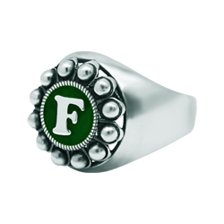Bague personnalisée en argent avec bouton charro (Vert)Referencia: SR0376Bague chevalière en argent sterling avec bouton Charro personnalisé avec vos initiales émaillées au four.Medida: 16x16mm.