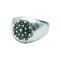 Silver charro button stamp ringRef. code: SR0377Sterling silver ring with charro button.Size: 12x12mm.
