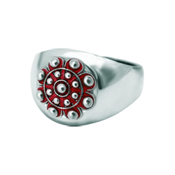 Enameled silver Charro Button Stamp Ring (Red)Ref. code: SR0378Seal ring with Charro Button in enameled sterling silver.Size: 12x12mm.