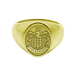 Heraldic coat of arms signet ring in carved gold
Ref. code: SR0388
Seal type ring made of 18 kt gold with carved heraldic shield of his surname.
Size: 13x16mm. Heraldic coat of arms signet ring in carved gold
Ref. code: SR0388
Seal type ring made of 18 kt gold with carved heraldic shield of his surname.
Size: 13x16mm.