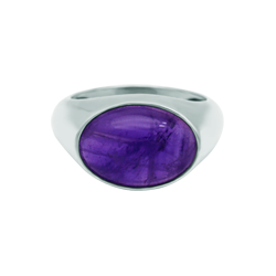 Bague chevalière en cabochon d'améthysteReferencia: SR0389Bague en argent sterling avec un cabochon d'améthyste naturelle de 14x10mm.Medida: 14x10mm.