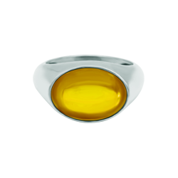 Silberring mit geschliffenem Glas-Cabochon (Gelb)Ref. Code: SR0390Ring aus Sterlingsilber mit farbigem Kristallcabochon 14x10 mm.Gr&ouml;&szlig;e: 14x10mm.