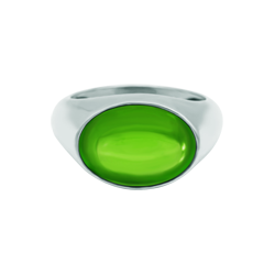 Silver ring with colored crystal (Green)Ref. code: SR0390Ring made of sterling silver with colored crystal cabochon of 14x10mm.Size: 14x10mm.