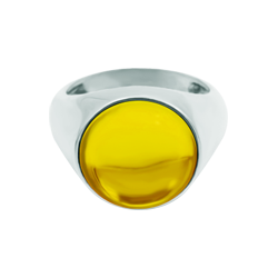 Sortija de plata con cristal de colores (Amarillo)Referencia: SR0392Sortija fabricada en plata de ley con cabujón de cristal de colores de 14mm.Medida: 14x14mm.