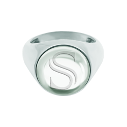 Personalisierter Silberring mit eingravierten Initialen in Bergkristall (Crystal)Ref. Code: SR0393Ring aus Sterlingsilber mit einem 14 mm großen farbigen Glascabochon, in den Ihre Initialen eingraviert sind.Gr&ouml;&szlig;e: 14x14mm.