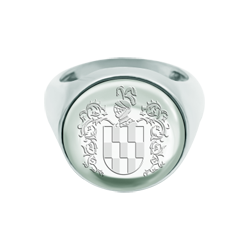 Bague en argent Armoiries familiales gravées en cristal de roche (Crystal)Referencia: SR0395Bague en argent sterling, avec cristal de roche taillé en cabochon de 16 mm et armoiries héraldiques de son nom de famille gravées au dos.Medida: 16x16mm.