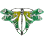 ButterflyRef. code: AL0260Brooch made of sterling silver.Wings enameled in green.Size: 87x54mm.