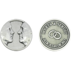 Arras de boda de plataReferencia: AR0016Arras de boda fabricadas en plata de ley.Personalizadas con la cara de los novios en relieve, el nombre de los novios y la fecha del enlace.Medida: 20x20mm.