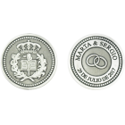 "Career" Wedding coinsRef. code: AR0032Wedding coins made of sterling silver.Customized with the bride and groom's name and the date of the wedding.Size: 20x20mm.