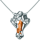 Art Nouveau "Woman with bouquet of flowers" silver pendantRef. code: CO0053Art Nouveau pendant made of sterling silver.Dress enameled in blue, green or amber.Museum pieces inspired by the most representative works of the Art Nouveau and Art Déco movement, and modernism from the late 19th and early 20th centuries.Size: 36x52mm.