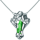 Silberner Jugendstil-Anhänger "Frau mit Blumenstrauß"Ref. Code: CO0053Jugendstil-Anhänger aus Sterlingsilber.Kleid in blau, grün oder bernsteinfarben emailliert.Museumsstücke, die von den repräsentativsten Werken des Jugendstils, des Art déco und des Modernismus des späten 19. und frühen 20. Jahrhunderts inspiriert sind.Gr&ouml;&szlig;e: 36x52mm.