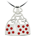 Pendentif en argent et acier "Fille flamande"Referencia: CO1303Pendentif en acier émaillé à la main.Medida: 43x51mm.