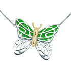 Art Nouveau "Butterfly" gold, silver pendantRef. code: CO1584Pendant made of stainless steel and hand enameled sterling silver.Museum pieces inspired by the most representative works of the Art Nouveau and Art Déco movement, and modernism from the late 19th and early 20th centuries.Size: 50x41mm.