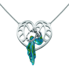 Art Nouveau "Heart" silver pendantRef. code: CO1603Pendant made of hand enameled sterling silver and chain made of stainless steel.Museum pieces inspired by the most representative works of the Art Nouveau and Art Déco movement, and modernism from the late 19th and early 20th centuries.Size: 40x45mm.