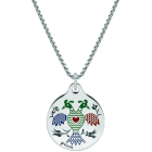 "Traditional embroidery of la Sierra de Francia" silver pendantRef. code: CO1696Pendant made of sterling silver, with enameled traditional embroidery, and surrounded by engraved flowers, over a stainless steel base.Inspired by the traditional embroideries of la Sierra de Francia.Size: 22x22mm.