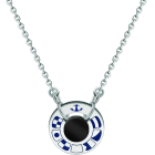 "Nautic flags" silver, steel and black onix pendantRef. code: CO1846Pendant made of soft stainless steel, customized name on nautic flags made of sterling silver, with black onix in the middle.Size: 20x20mm.