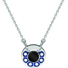 "Botón Charro from Salamanca" silver, steel and onix pendantRef. code: CO1867Pendant made of soft stainless steel, hand enameled.Botón Charro made of sterling silver, with black onix in the middle.Size: 20x20mm.