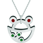 Anhänger aus Edelstahl "Froschsilhouette"Ref. Code: CO1881Anhänger aus gebranntem, emailliertem und poliertem Stahl.Gr&ouml;&szlig;e: 45x45mm.