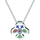 Colgante de plata "Ave bicéfala en bordado tradicional de la Sierra de Francia"Referencia: CO1898Colgante con motivo tradicional serrano tallado en plata de ley y esmaltado al horno.Inspirado en los bordados tradicionales de la Sierra de Francia, típicos de localidades como La Alberca, Mogarraz y demás municipios de la sierra, donde se puede disfrutar de estas obras de arte.Medida: 23x23mm.