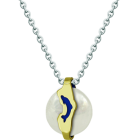 Gold- und Perlenanhänger "Delphin"Ref. Code: CO18999kt Gold emaillierter Delphin-Anhänger mit einer 16mm Münzperle im Inneren.Gr&ouml;&szlig;e: 7x21mm.