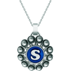 Colgante Botón Charro en plata y acero personalizadoReferencia: CO1944Colgante fabricado en plata de ley y acero pulido suave al tacto, personalizado con su inicial esmaltada al horno.Medida: 40x40mm.