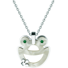 Colgante de Rana en acero y nacarReferencia: CO1968Colgante fabricado en acero pulido suave al tacto y celulosa de nacar.Medida: 27x30mm.