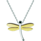 Art Deco dragonfly pendant in gold and steelRef. code: CO1975Pendant made of polished steel smooth to the touch and gold plated.Museum pieces inspired by the most representative works of the Art Nouveau and Art Deco movements, and the modernism of the late nineteenth and early twentieth centuries.Size: 34x26mm.
